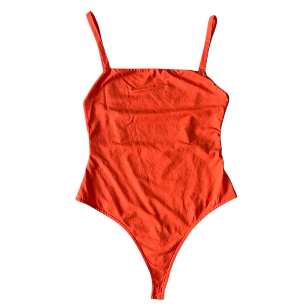 Lovers + Friends Orange Square Neck Bodysuit, Small, NWT